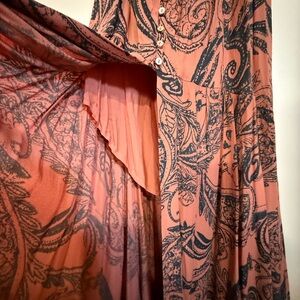 Free People Coral Paisley Maxi Skirt - Lightweight Flowing Design